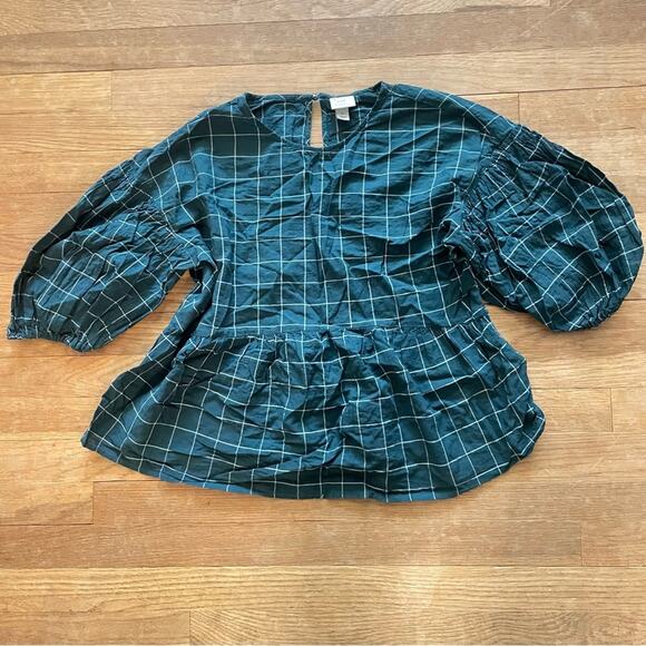 A new day women's green and white striped 3/4 sleeve blouse shirt top small B17 - Picture 1 of 4